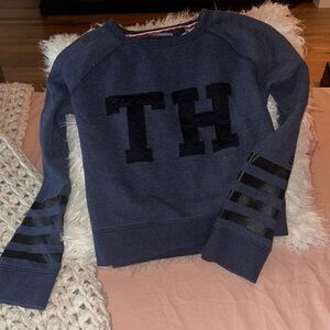 Tommy Hilfiger Navy Graphic Cropped Pullover Sweatshirt